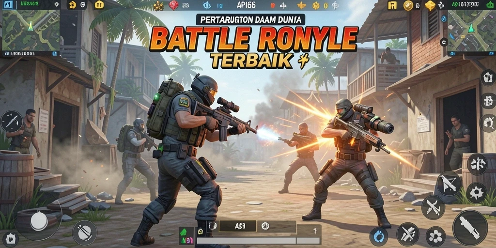 Screenshot API66 menampilkan adu tembak di medan pertempuran yang seru.