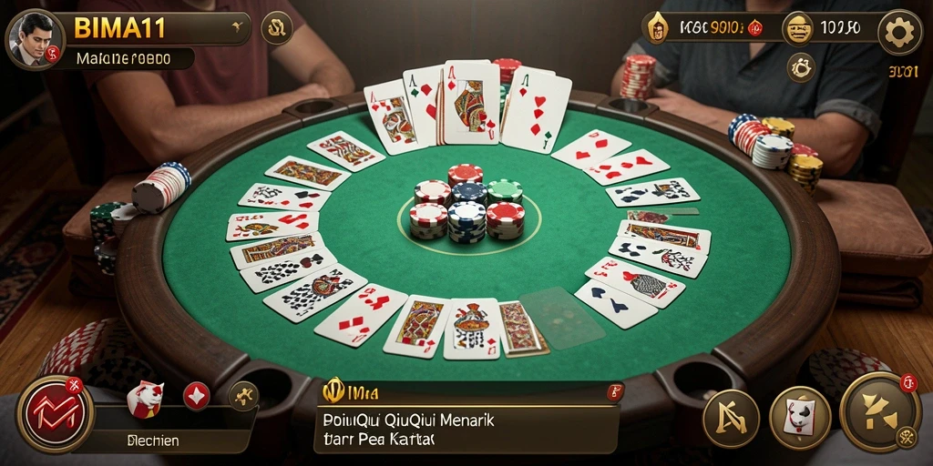 Tampilan gameplay seru di BIMA11 dengan kartu QiuQiu.