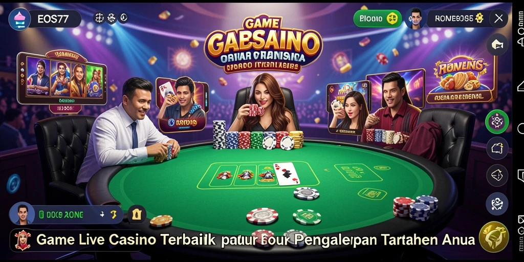 Menampilkan dealer dan permainan kasino langsung yang menarik.