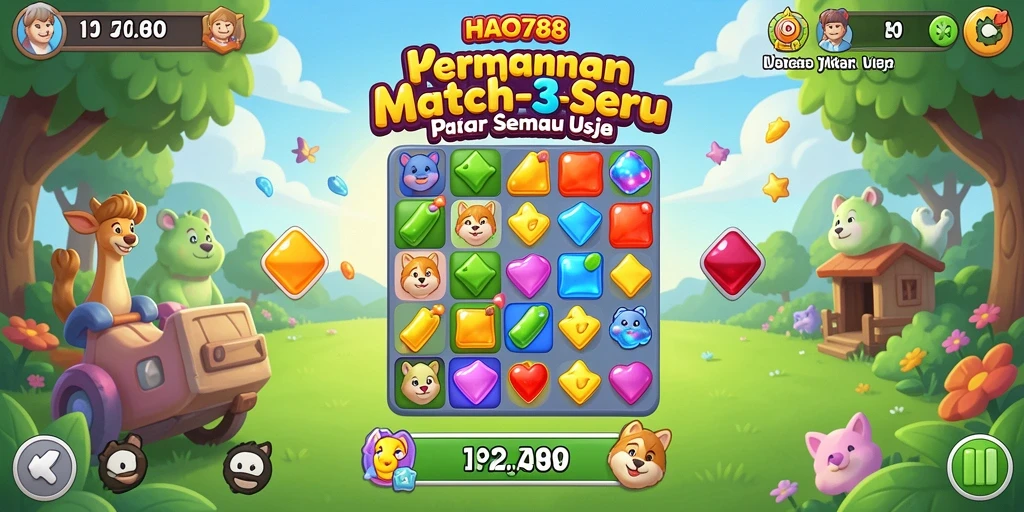 Screenshot utama HAO788 menampilkan pengalaman seru bermain Match-3.