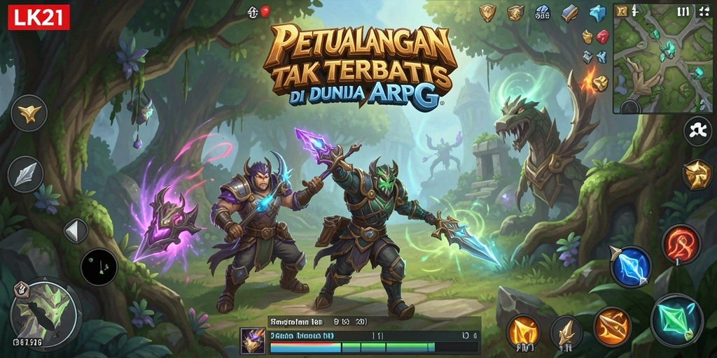 Screenshot dari gameplay LK21 menampilkan aksi seru dalam pertempuran ARPG.